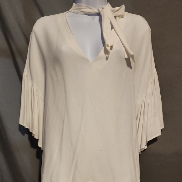 Zara Blouse with Tie Front and Bell Sleeves - Picture 1 of 7